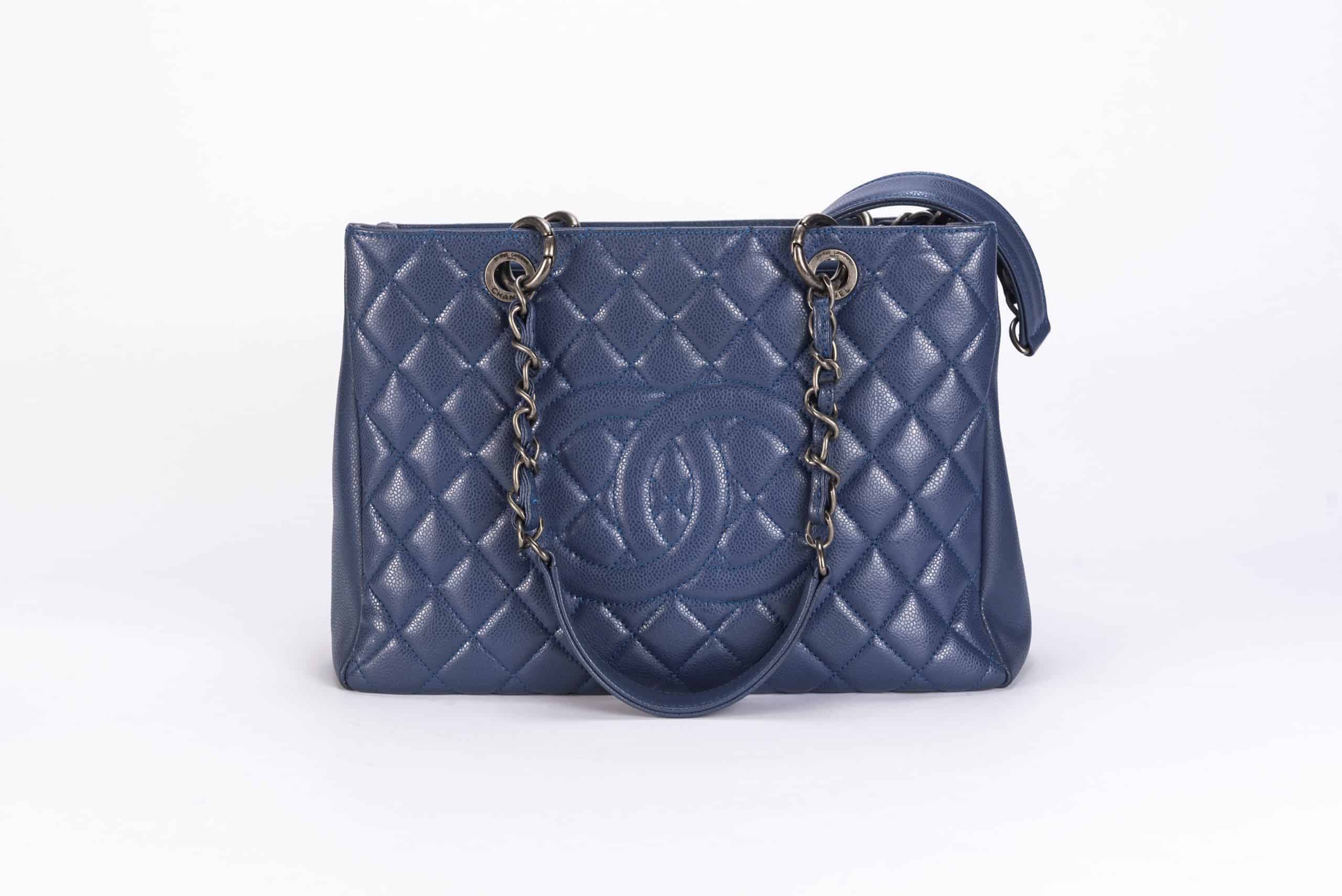 Chanel GST Caviar Quilted Bag in Royal Blue with Rhodium Hardware - 1
