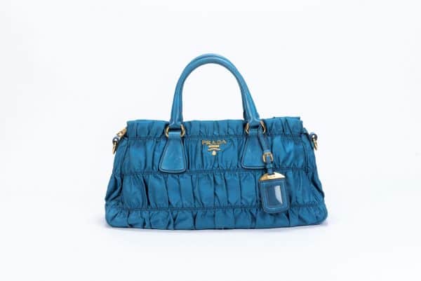 Prada Cobalt Blue Tessuto Nylon Gaufre Satchel Bag | Fashion Boulevard