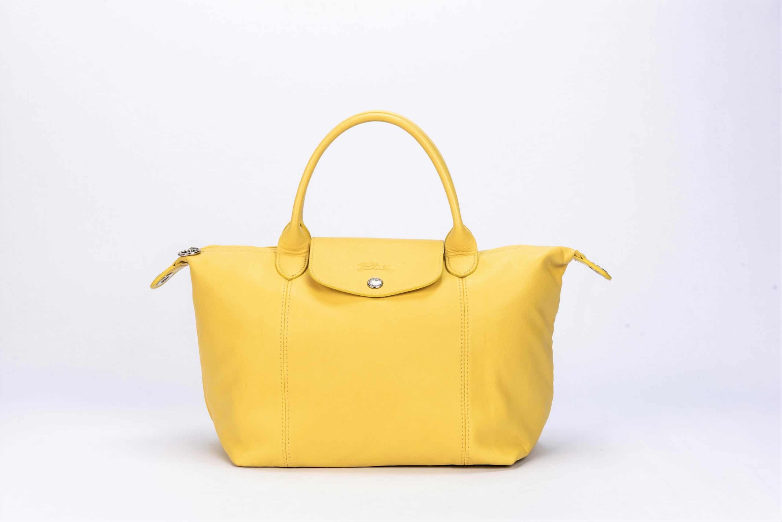 LONGCHAMP LE PLIAGE CUIR TOP HANDLE LEATHER IN YELLOW - 1