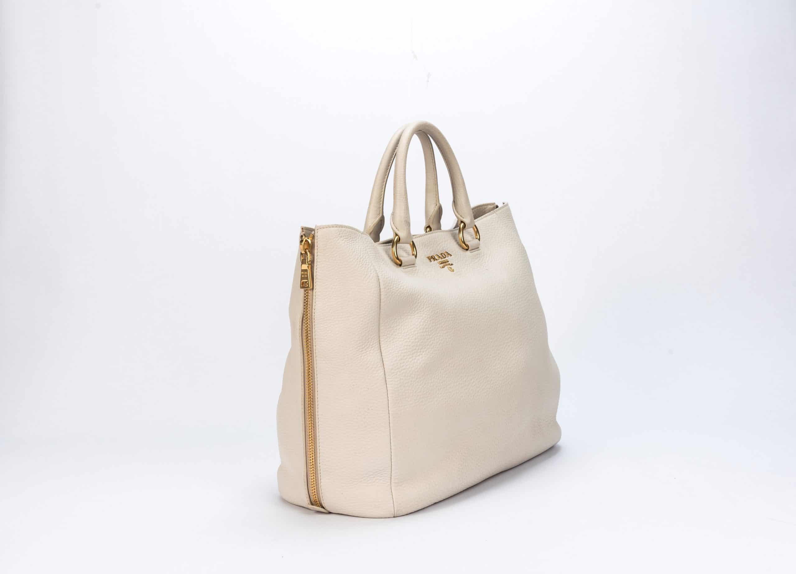 Prada Vitello Daino Leather Large Side Zip Shopping Tote Bag (BN2522) |  Fashion Boulevard