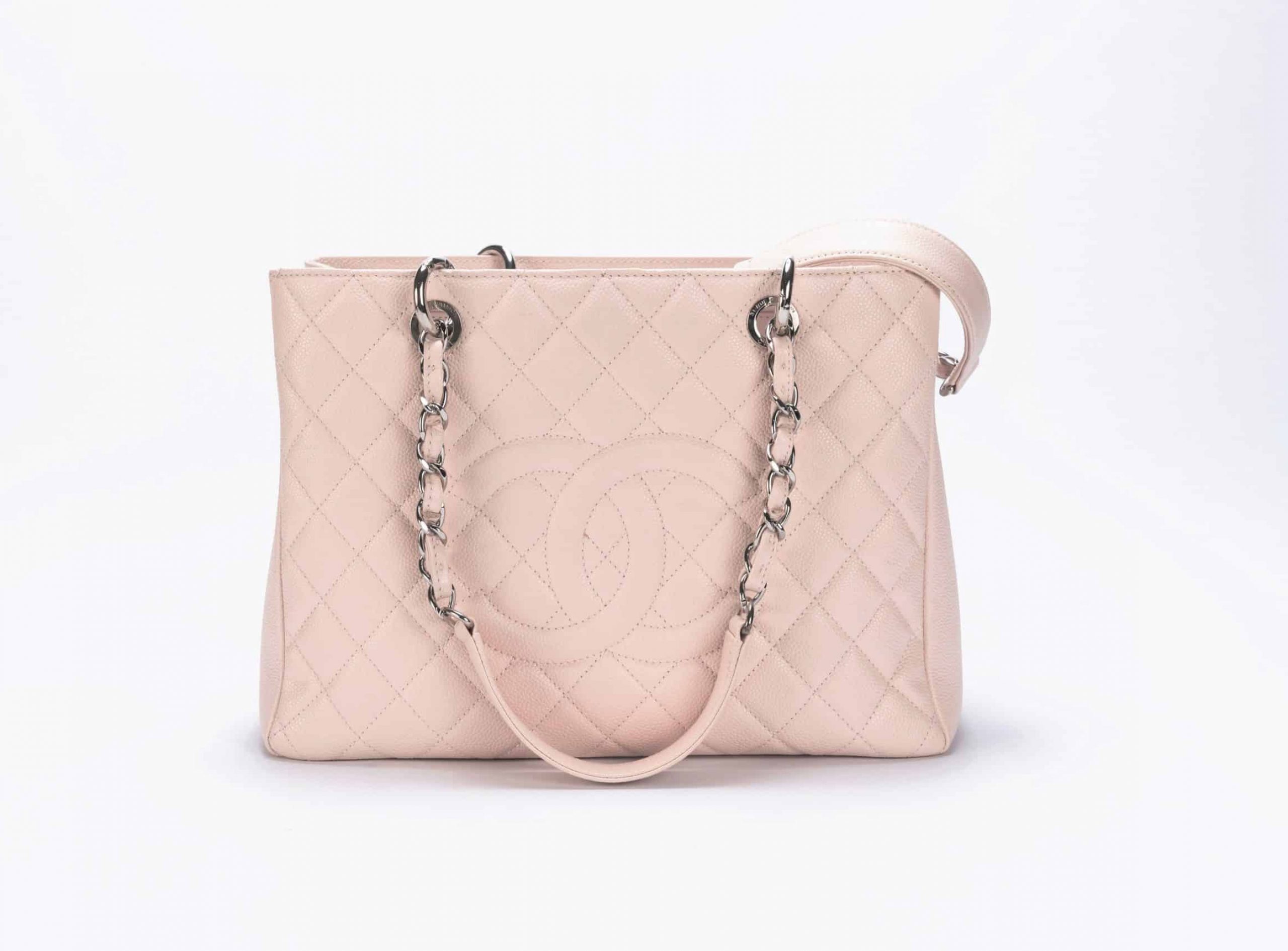 Chanel GST Caviar Quilted Bag in Light Pink with Silver Hardware (4)