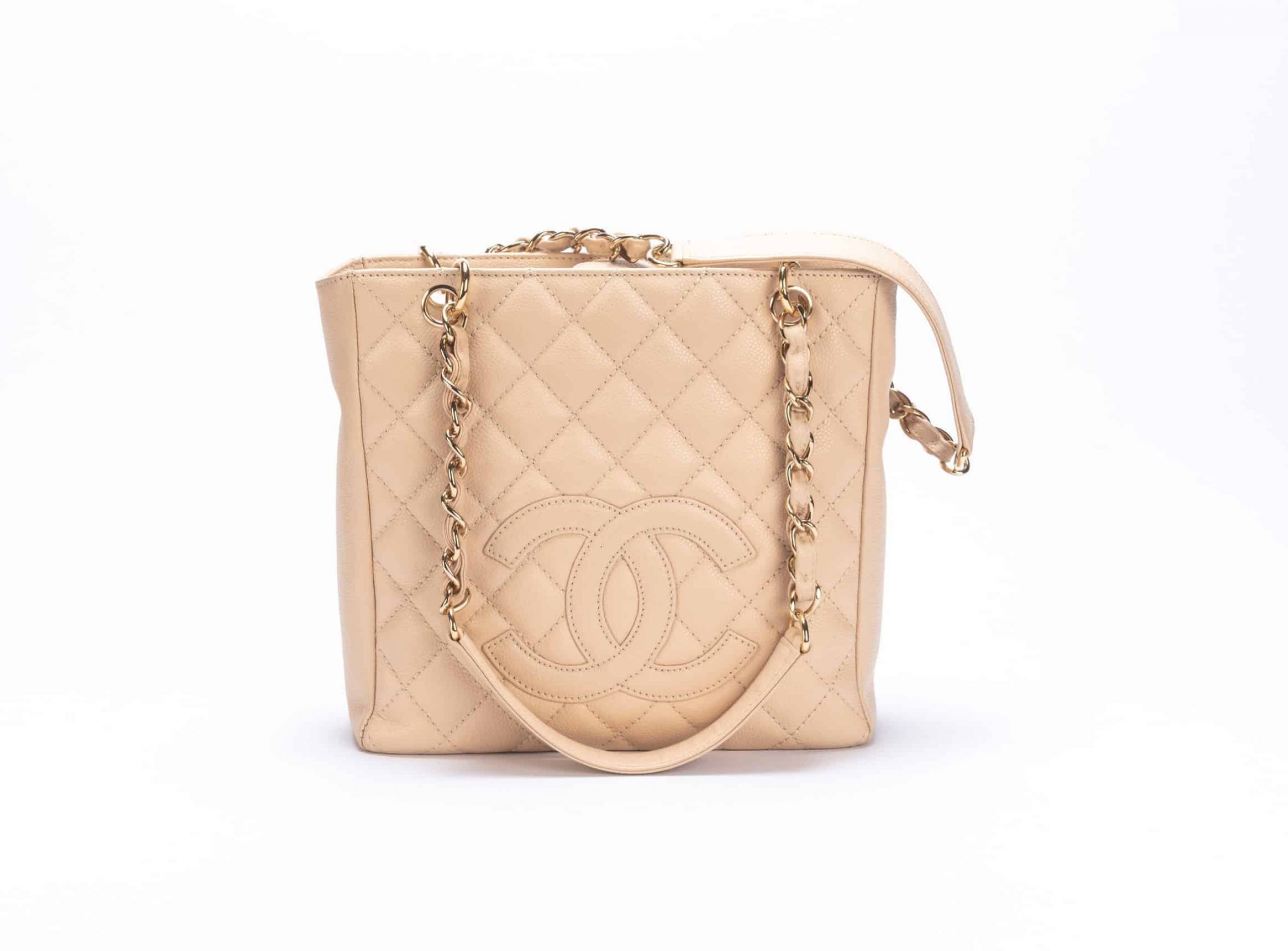 Chanel PST Caviar Quilted Bag in Light Beige with Gold Hardware - 1