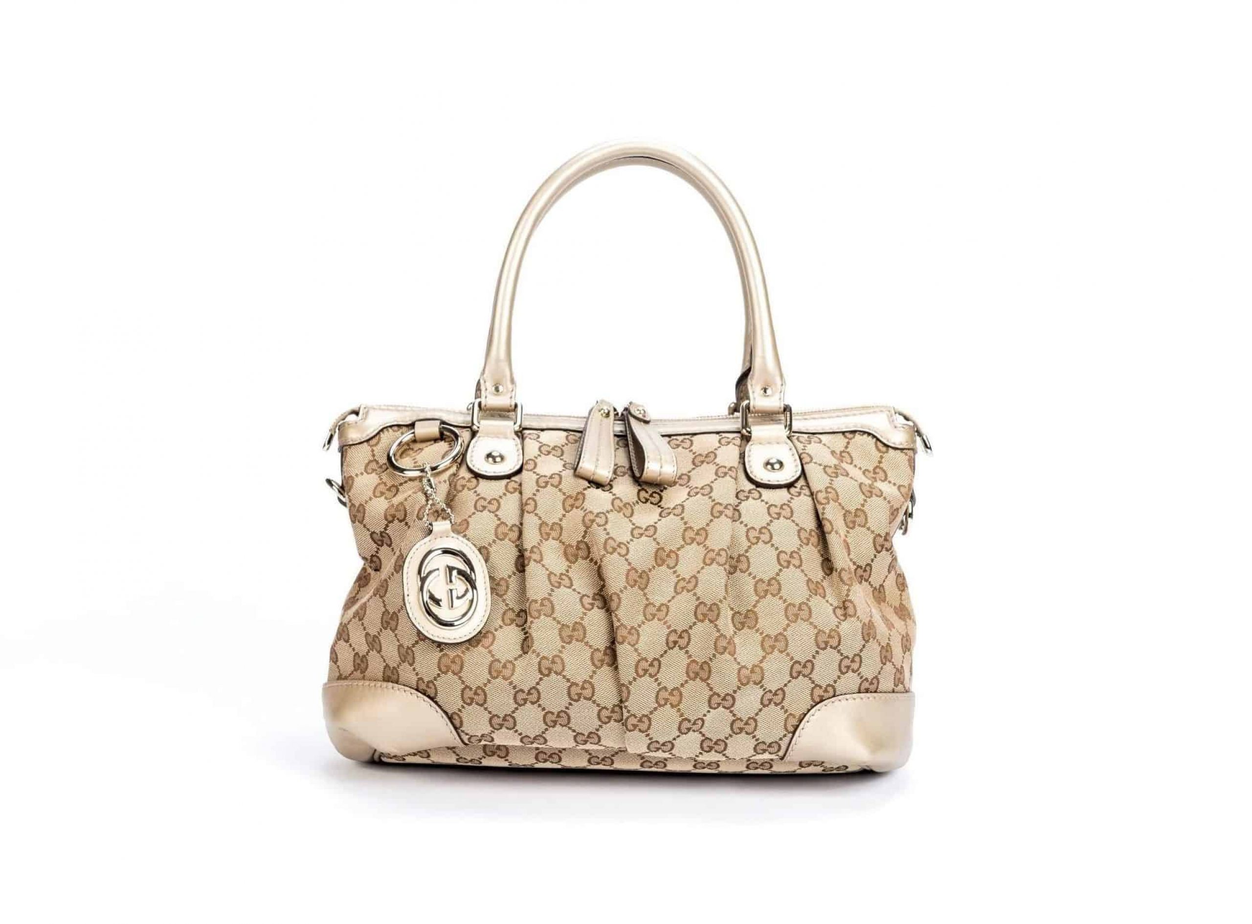 Gucci Beige GG Canvas Sukey Top Handle Bag - 1