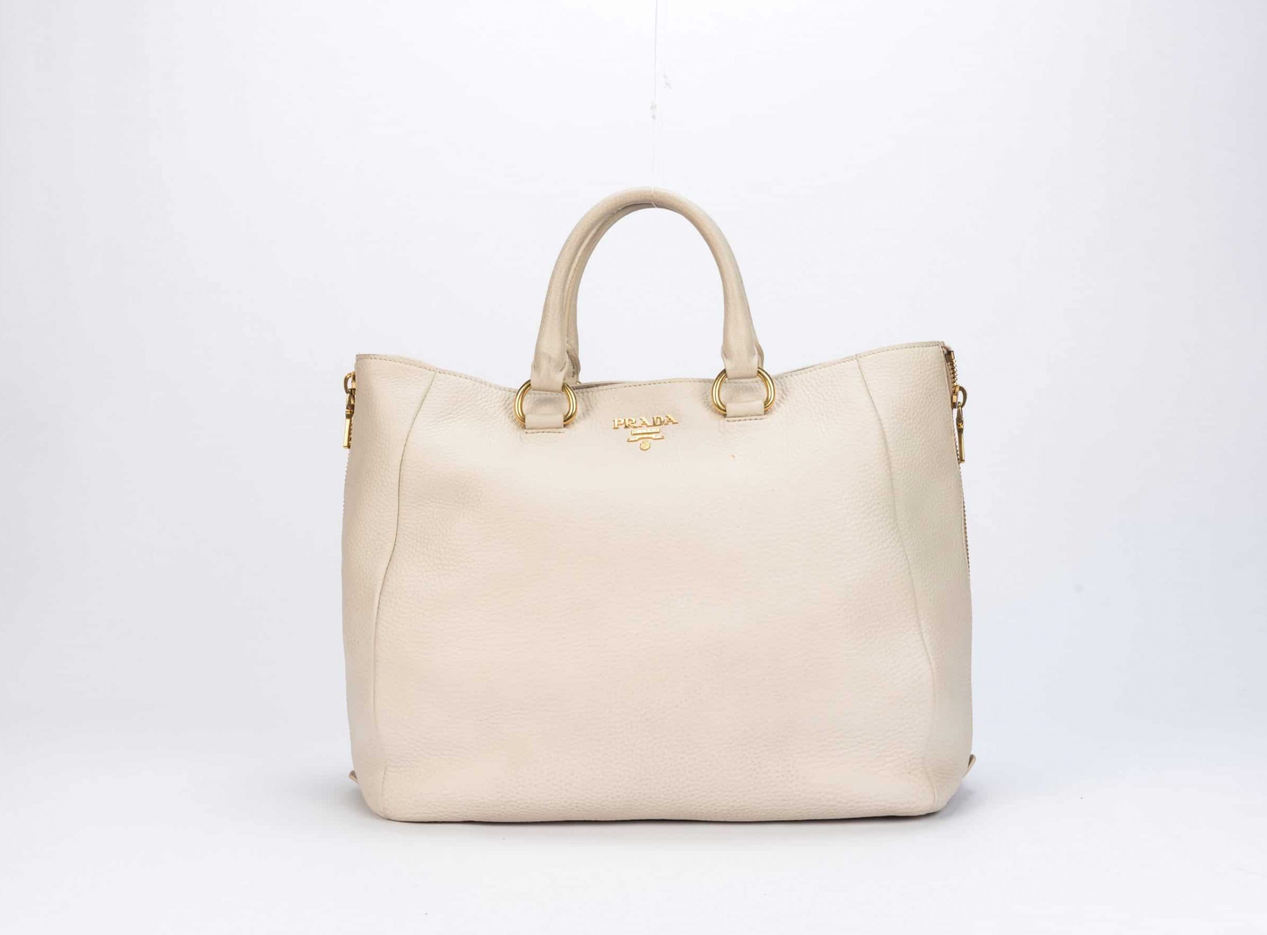 Prada Vitello Daino Leather Large Side Zip Shopping Tote Bag (BN2522) - 1