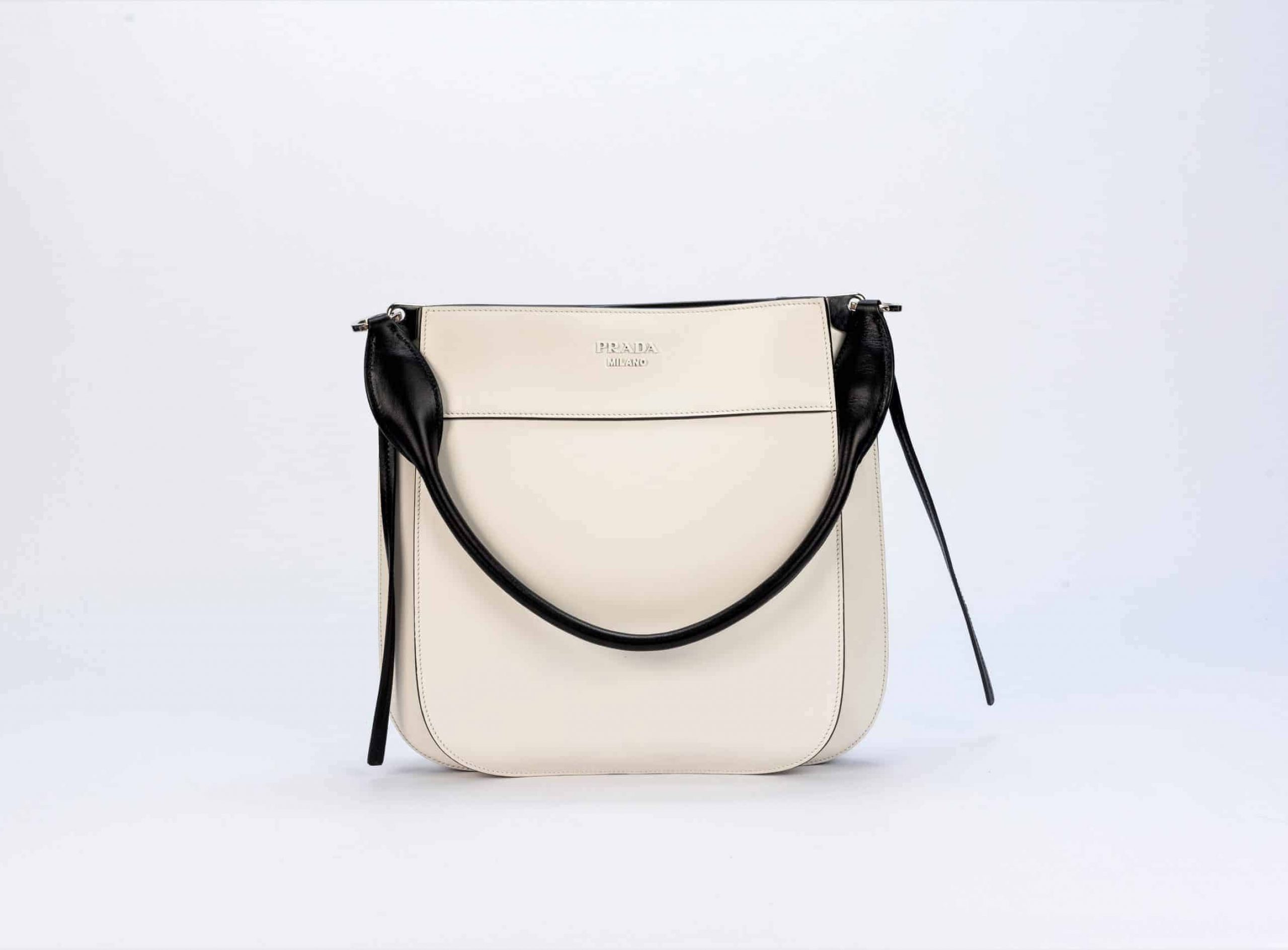 Prada White City Calf Leather Margit Shoulder Bag - 1
