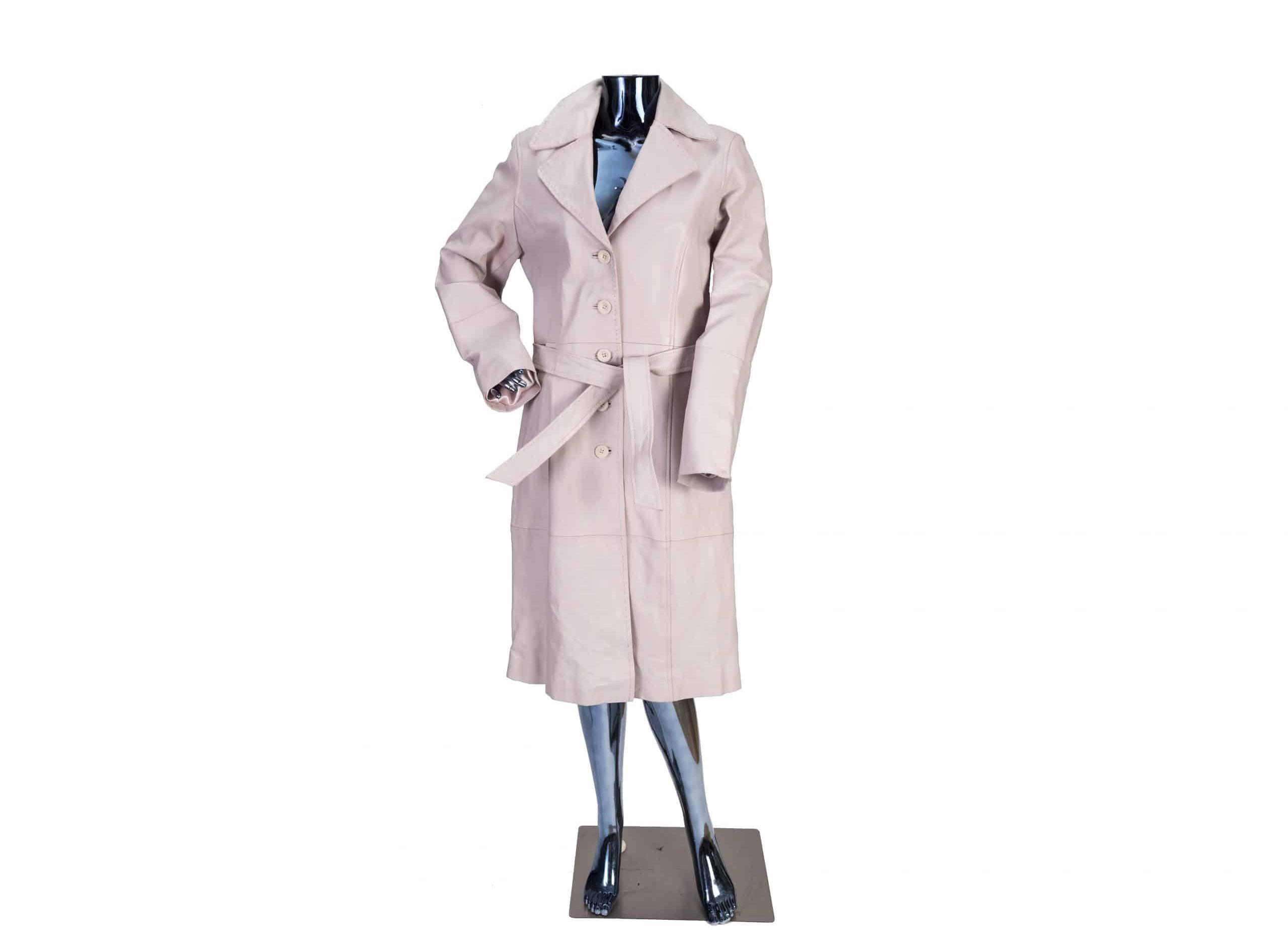 Siricco Trench Coat Leather in Soft Pink