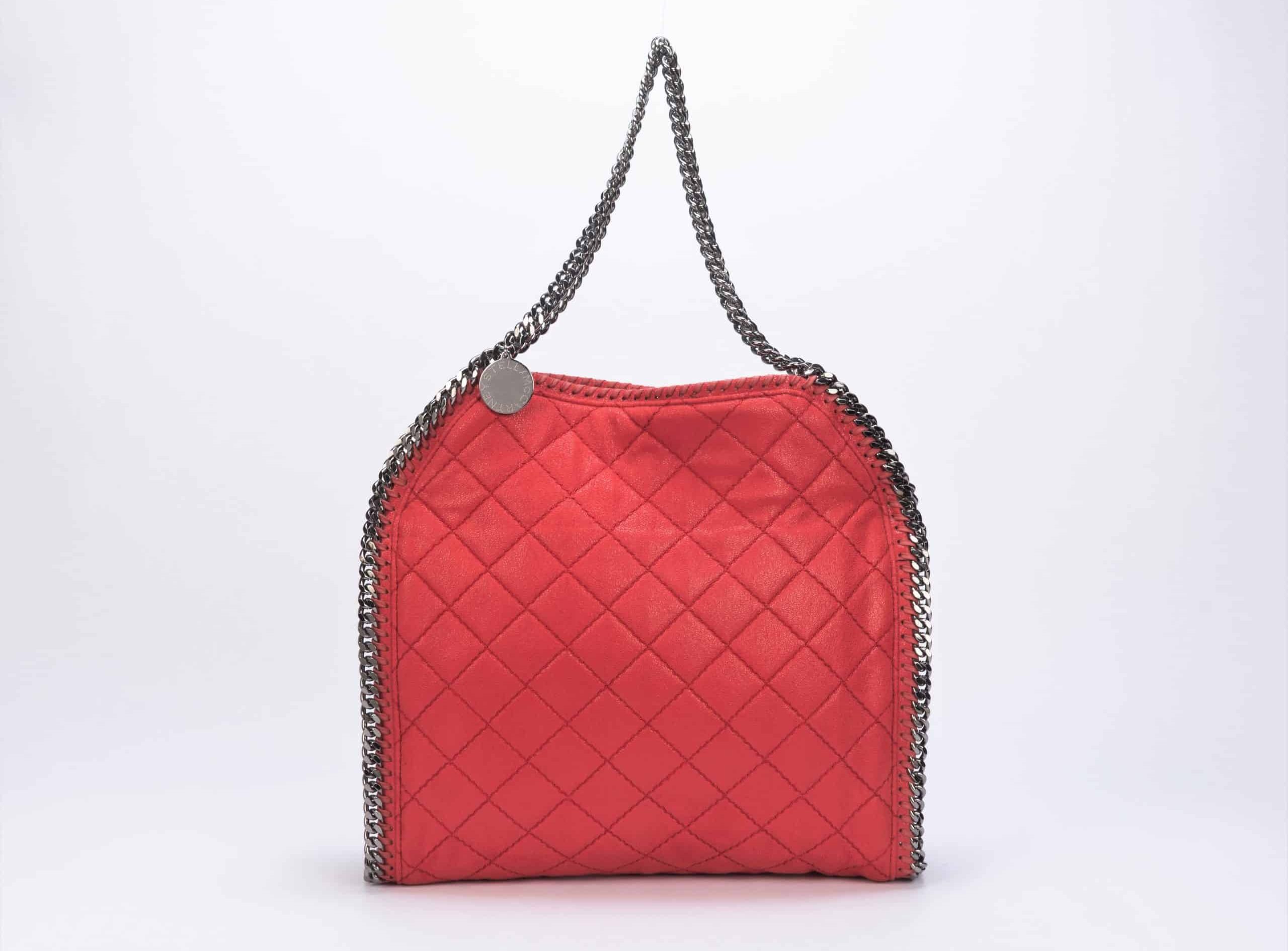 Stella McCartney Red Quilted Faux Leather Falabella Tote -1